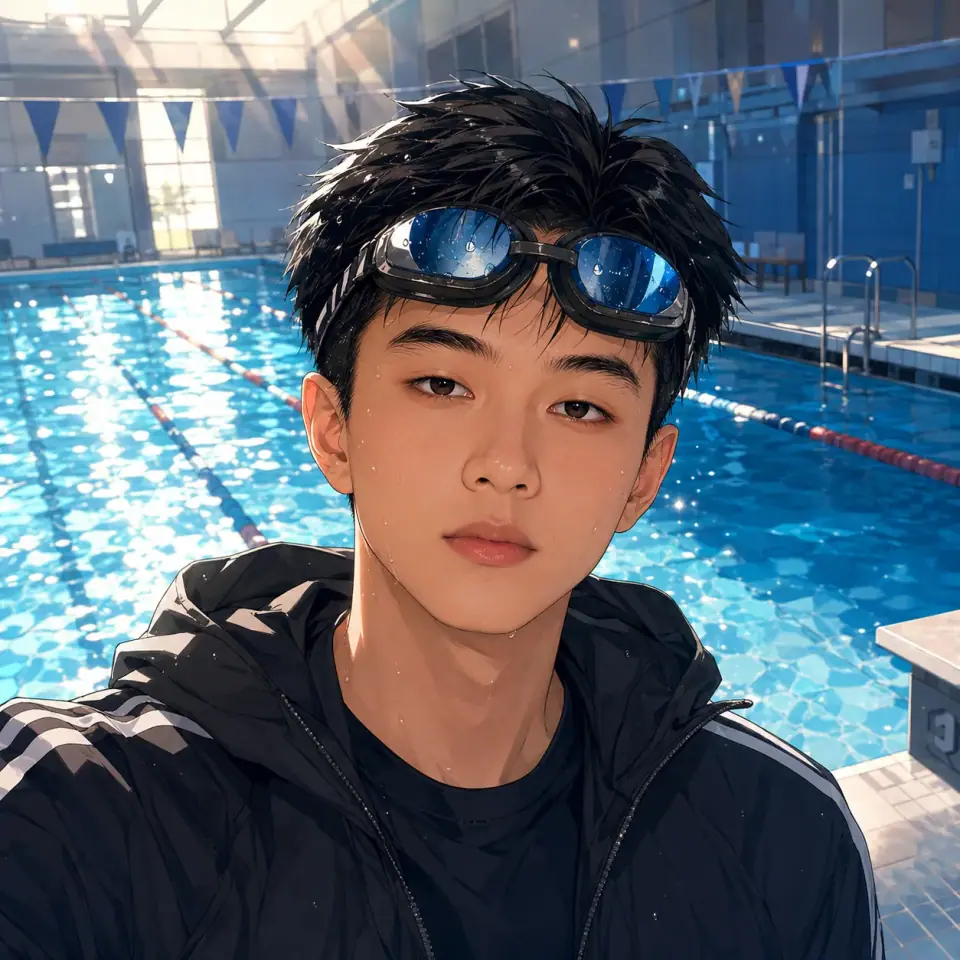 Poolside portrait